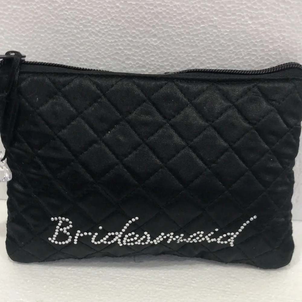Bridesmaid Quilted Black and Brown Pouches